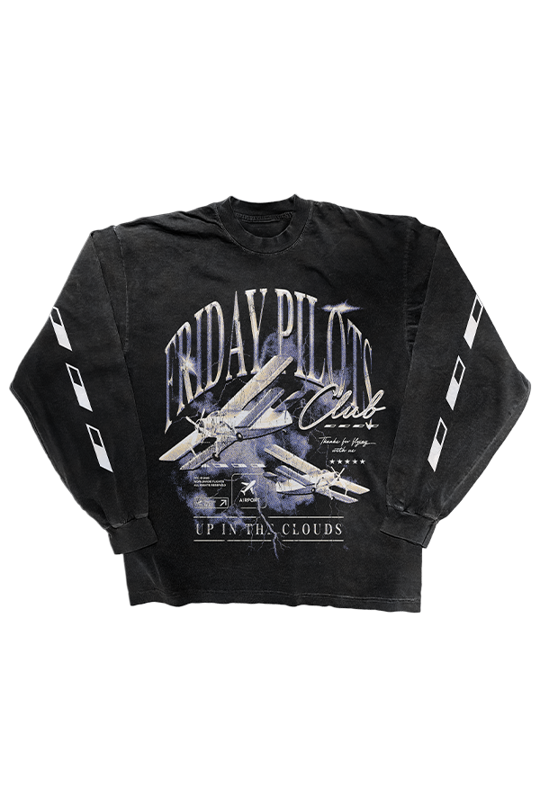 Up In The Clouds Long Sleeve Tee (Black)