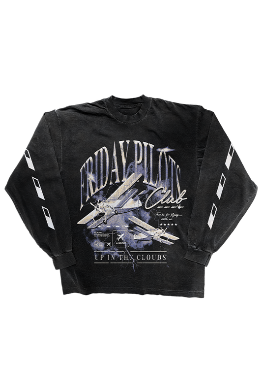 Up In The Clouds Long Sleeve Tee (Black)